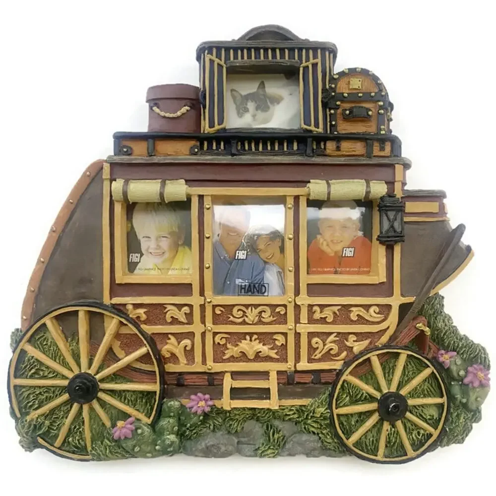 Figi Graphics Stagecoach Western Wagon Picture Frame Holds 4 Photos 7.5 x 8.5